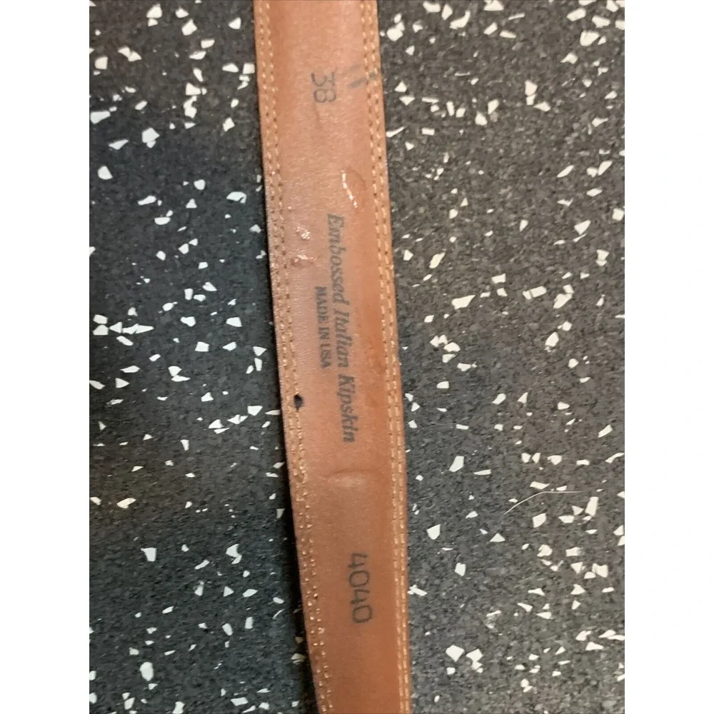 Torino Leather Belt Size 38‎ Black Embossed Italian Kipskin Made In USA
